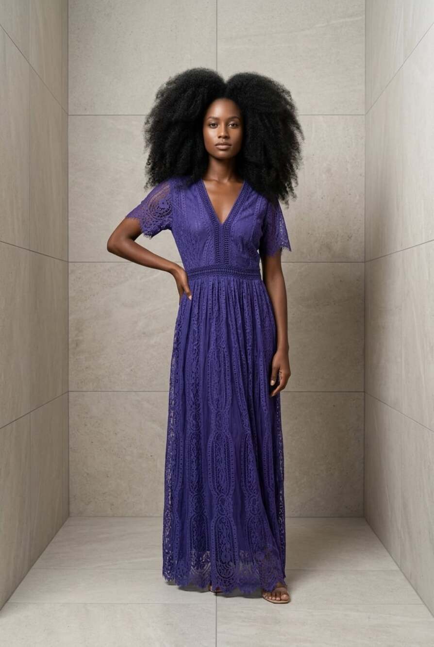 Trina Turk Purple Lace V-Neck Maxi Dress XXL untagged